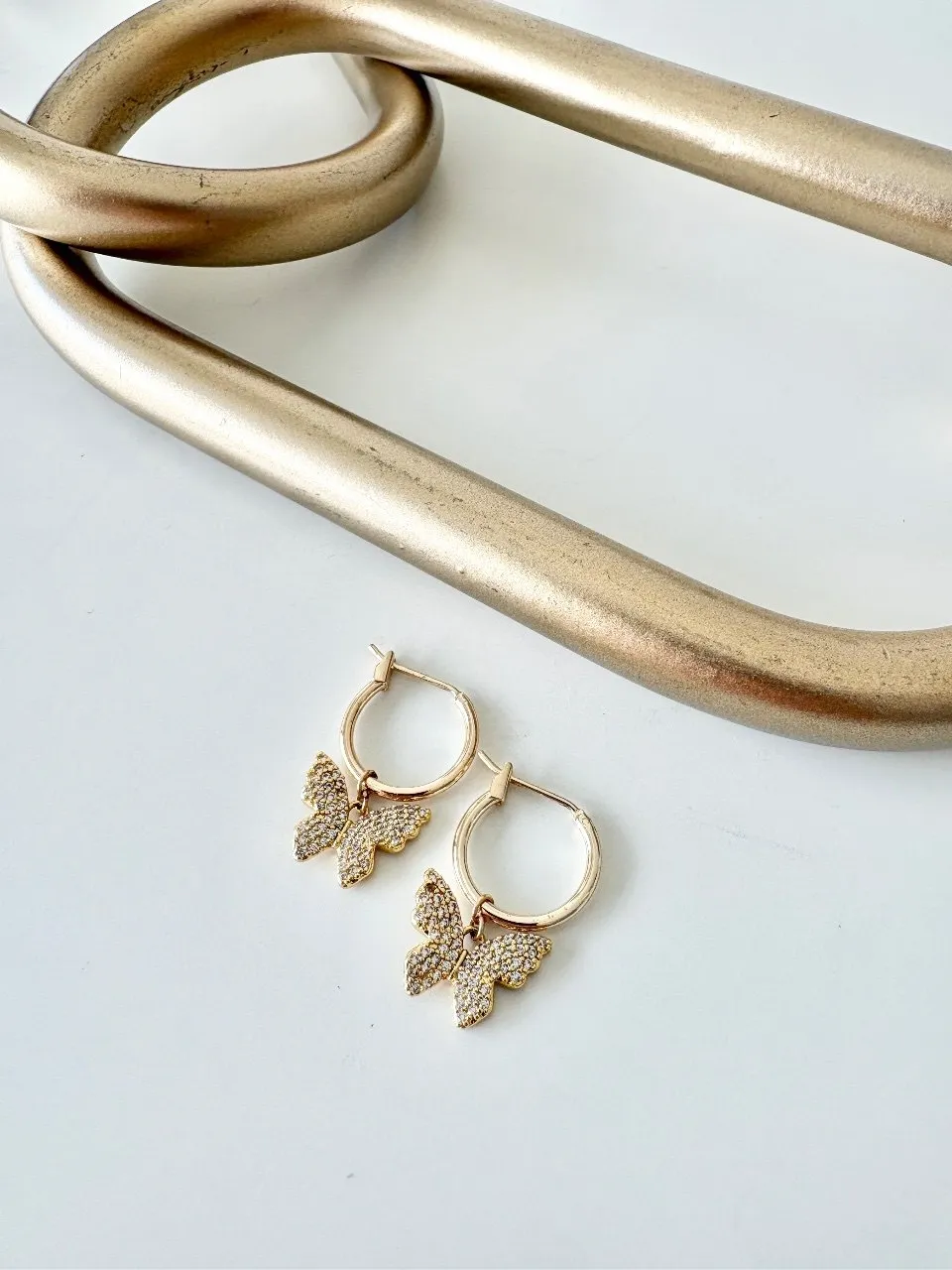 Crystal Butterfly Hoop Earrings — handmade by Dirty Bird Jewellery