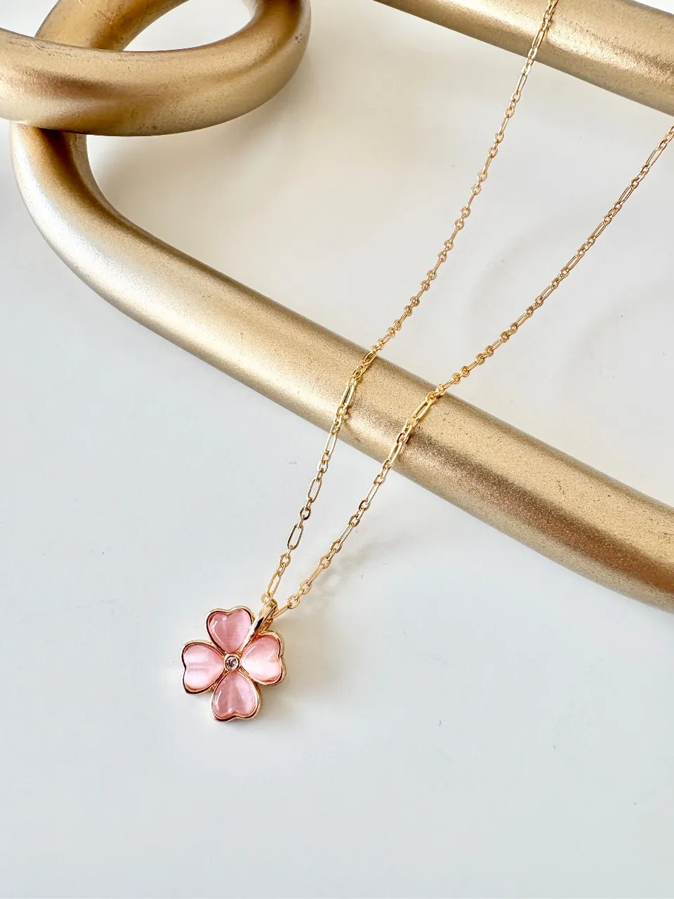 Pink Clover Necklace — handmade by Dirty Bird Jewellery