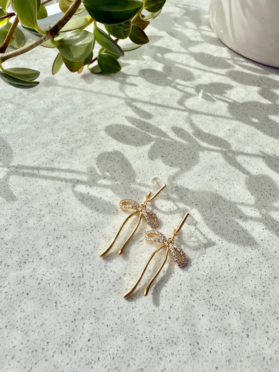 Crystal Bow Earrings — handmade by Dirty Bird Jewellery